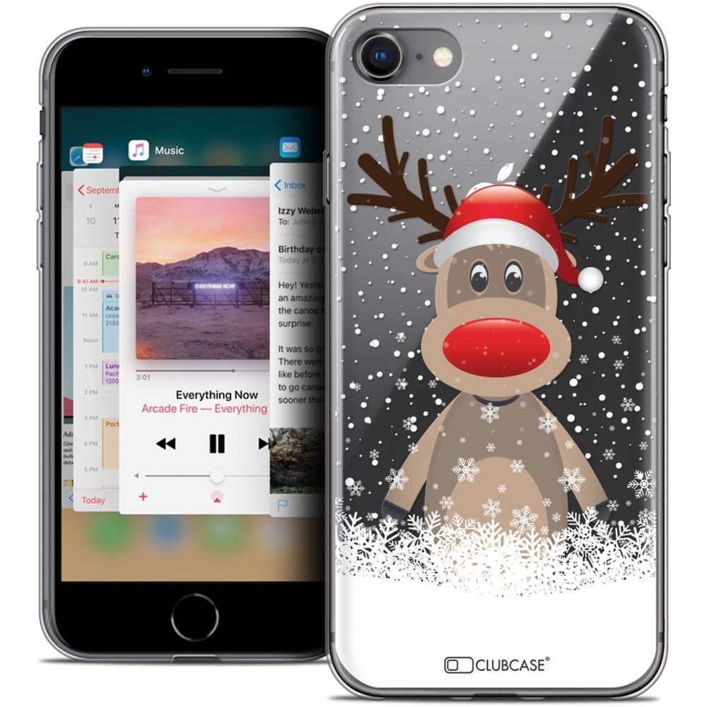 Caseink - Coque Housse Etui Apple iPhone 8 (4.7 ) [Crystal Gel HD Collection Noël 2017 Design Cerf au Bonnet - Souple - Ultra Fin - Imprimé en France] - Coque, étui smartphone