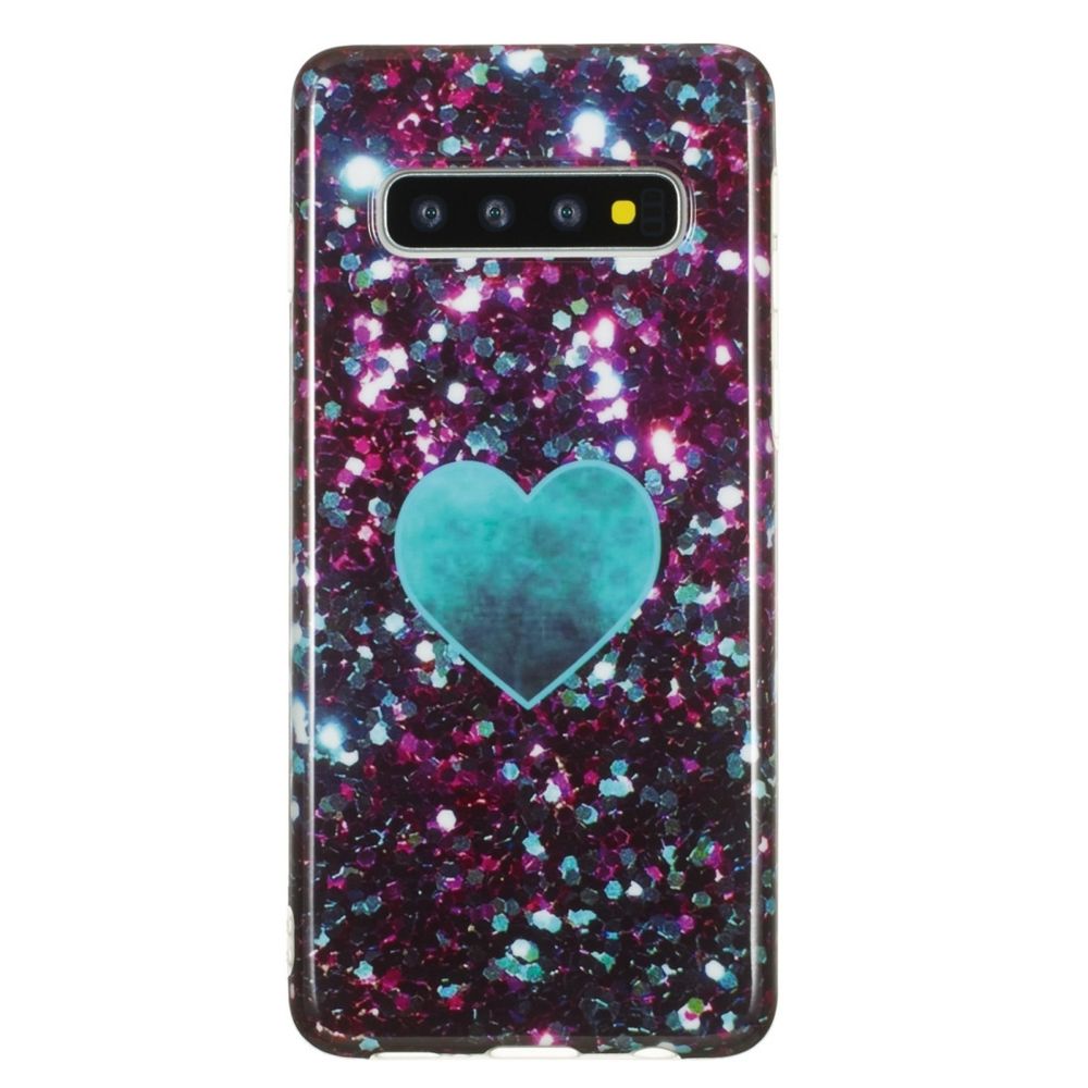Wewoo - Coque Fashion Etui de protection en TPU pour Galaxy S10 Plus coeur vert - Coque, étui smartphone