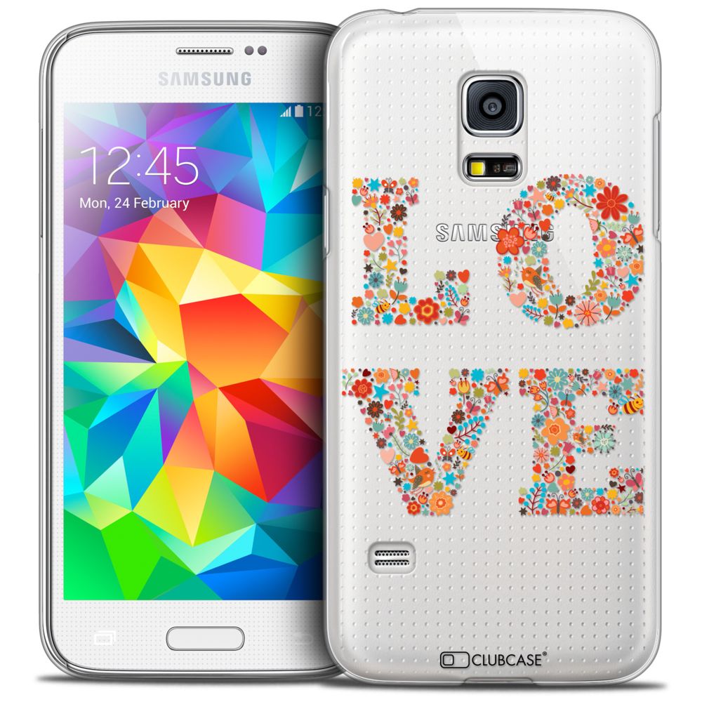 Caseink - Coque Housse Etui Samsung Galaxy S5 [Crystal HD Collection Summer Design Love Flowers - Rigide - Ultra Fin - Imprimé en France] - Coque, étui smartphone