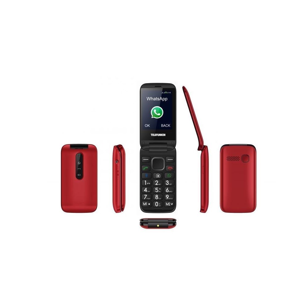 Telefunken - Téléphone portable à clapet avec Facebook et Whatsapp - TELEFUNKEN TM 360 COSI- Rouge - Autres accessoires smartphone