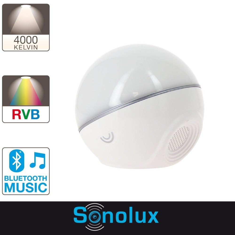 Xanlite - Mini sphère Sonolux - blanc et multicolor - haut parleur bluetooth - Lampe connectée