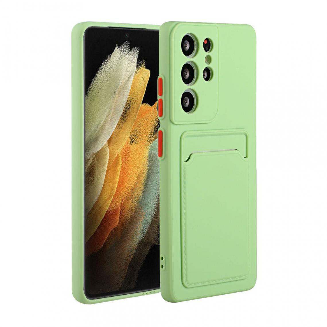 Other - Coque en TPU Qualité avec porte-carte vert clair pour votre Samsung Galaxy S21 Ultra 5G - Coque, étui smartphone