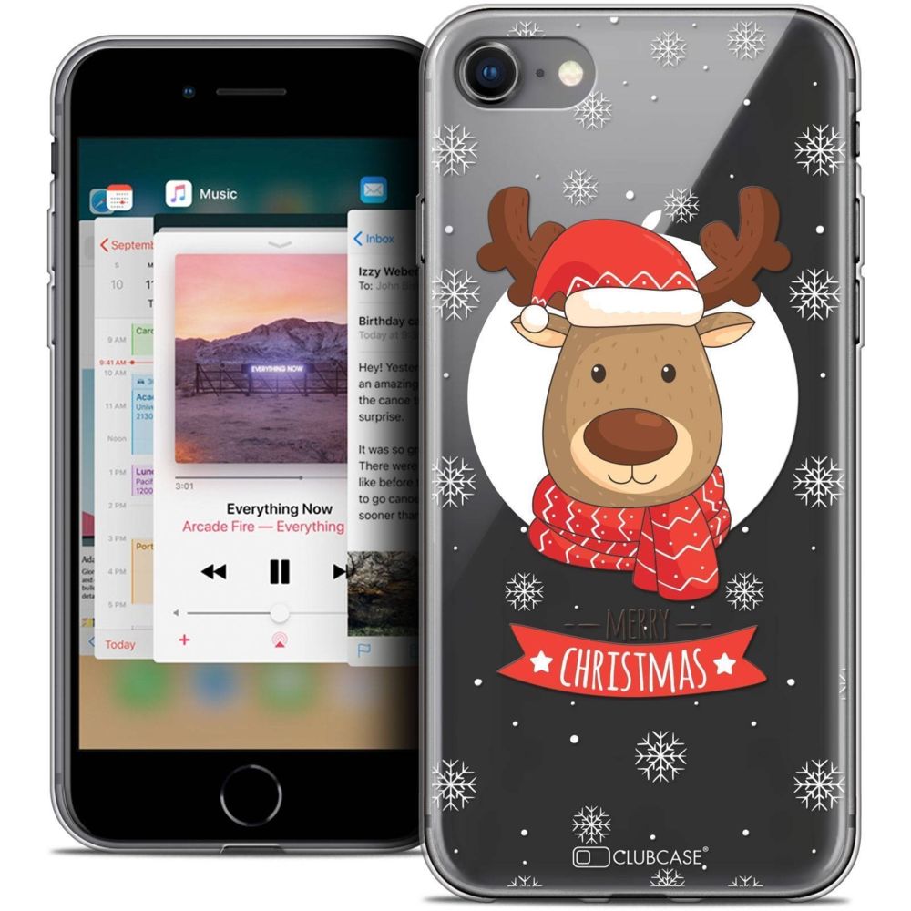 Caseink - Coque Housse Etui Apple iPhone 8 (4.7 ) [Crystal Gel HD Collection Noël 2017 Design Cerf à Echarpe - Souple - Ultra Fin - Imprimé en France] - Coque, étui smartphone