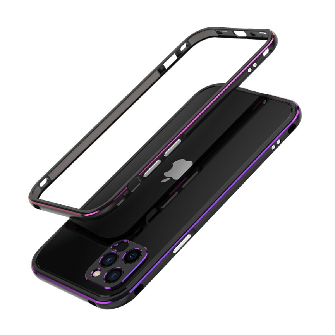 Other - Bumper en métal bague d'objectif d'appareil photo de style polar lights noir/purple pour votre Apple iPhone 12/12 Pro - Coque, étui smartphone