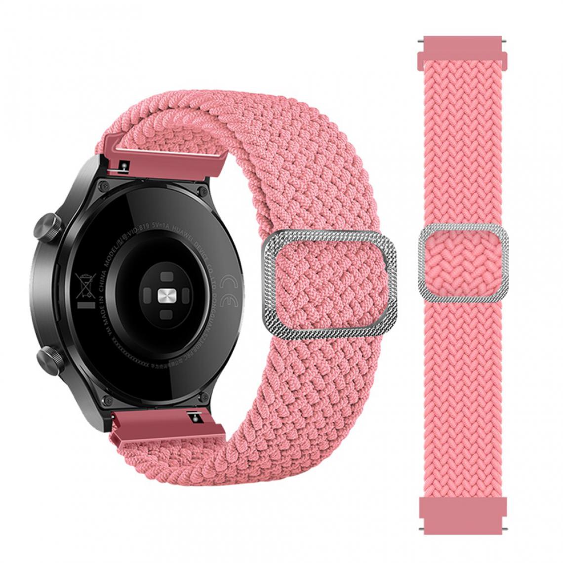 Other - Bracelet en tissu Corde tressée de 20 mm réglable rose pour votre Samsung Galaxy Watch Active/Active2 40mm/Watch 42mm - Accessoires bracelet connecté