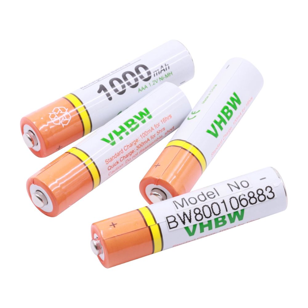 Vhbw - vhbw Lot 4 piles rechargeables AAA, HR03 1000mAh compatible avec Grundig D530A, Ilyos,Selio, Sixty,Swissvoice Aeris 126, 126T, 134, 134T et autres - Batterie téléphone