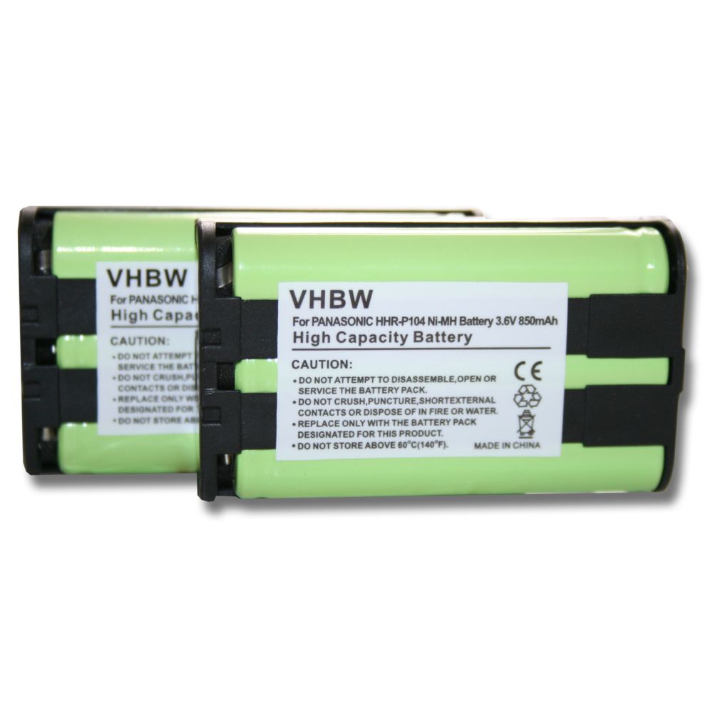 Vhbw - 2 batteries 850mAh pour téléphone fixe sans fil Panasonic KX-TGA520M, KX-TGA523, KX-TGA523M, KX-TGA541, KX-TGA541S - Batterie téléphone