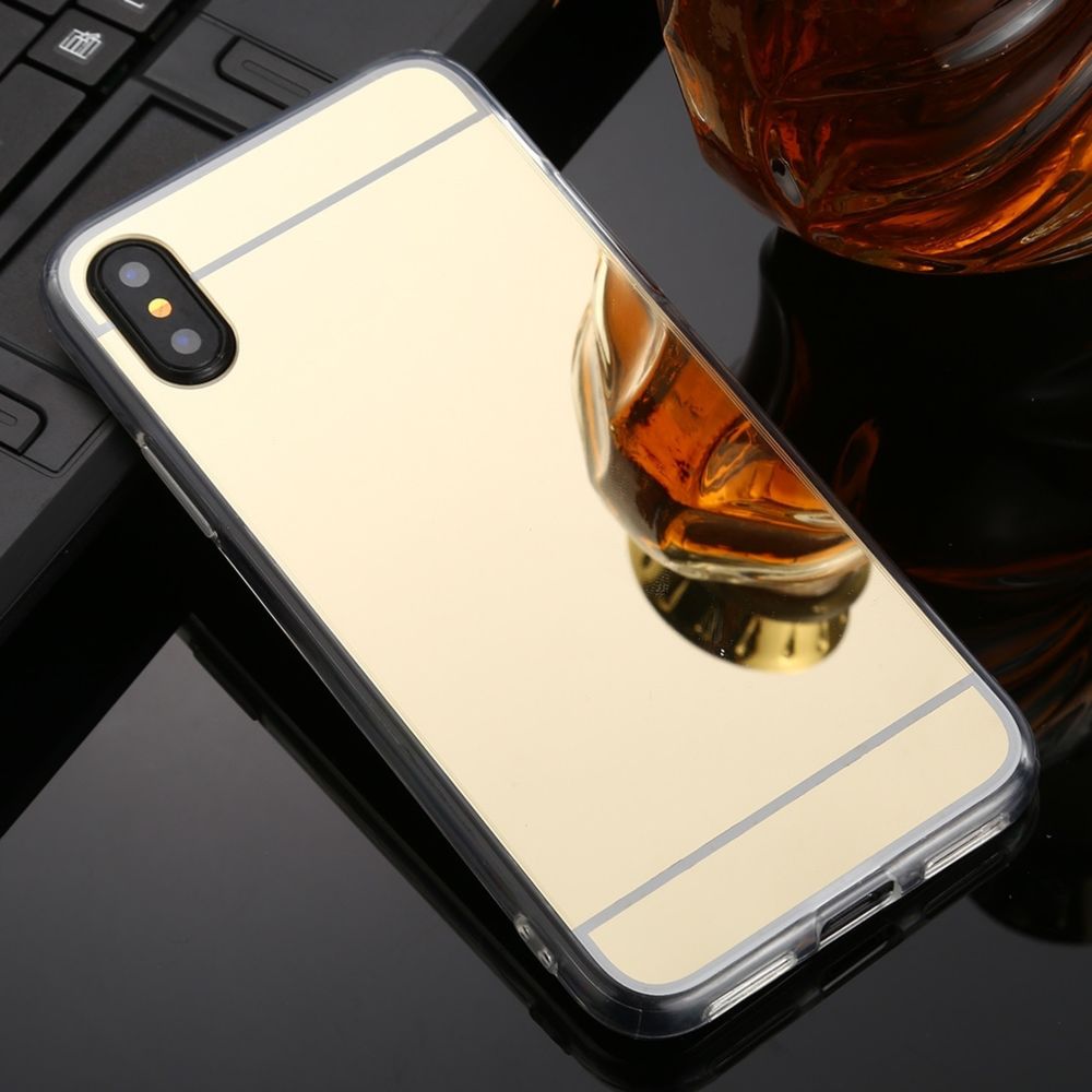 Wewoo - Coque Rigide Pour iPhone XR TPU + Miroir de luxe en acrylique avec étui de protection Or - Coque, étui smartphone