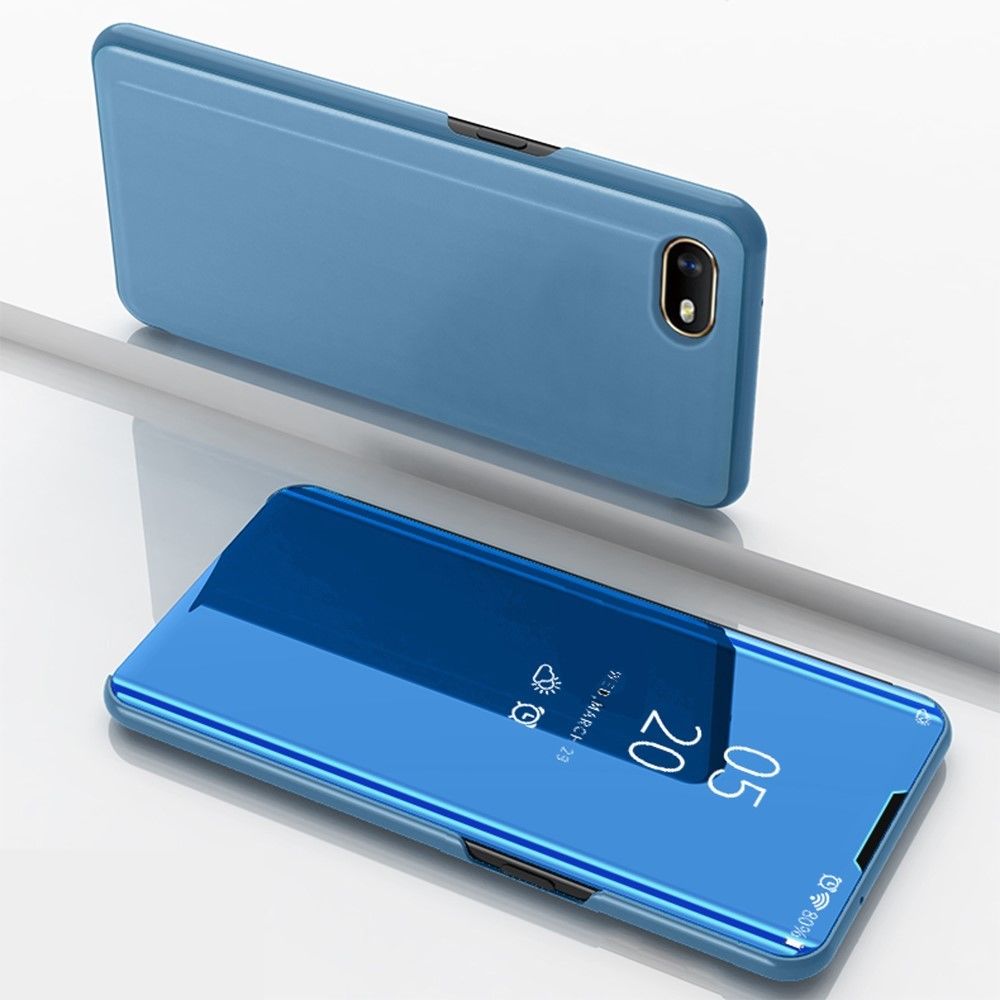 marque generique - Etui en PU surface de miroir de la fenêtre de vue bleu clair pour votre Oppo A1k - Coque, étui smartphone