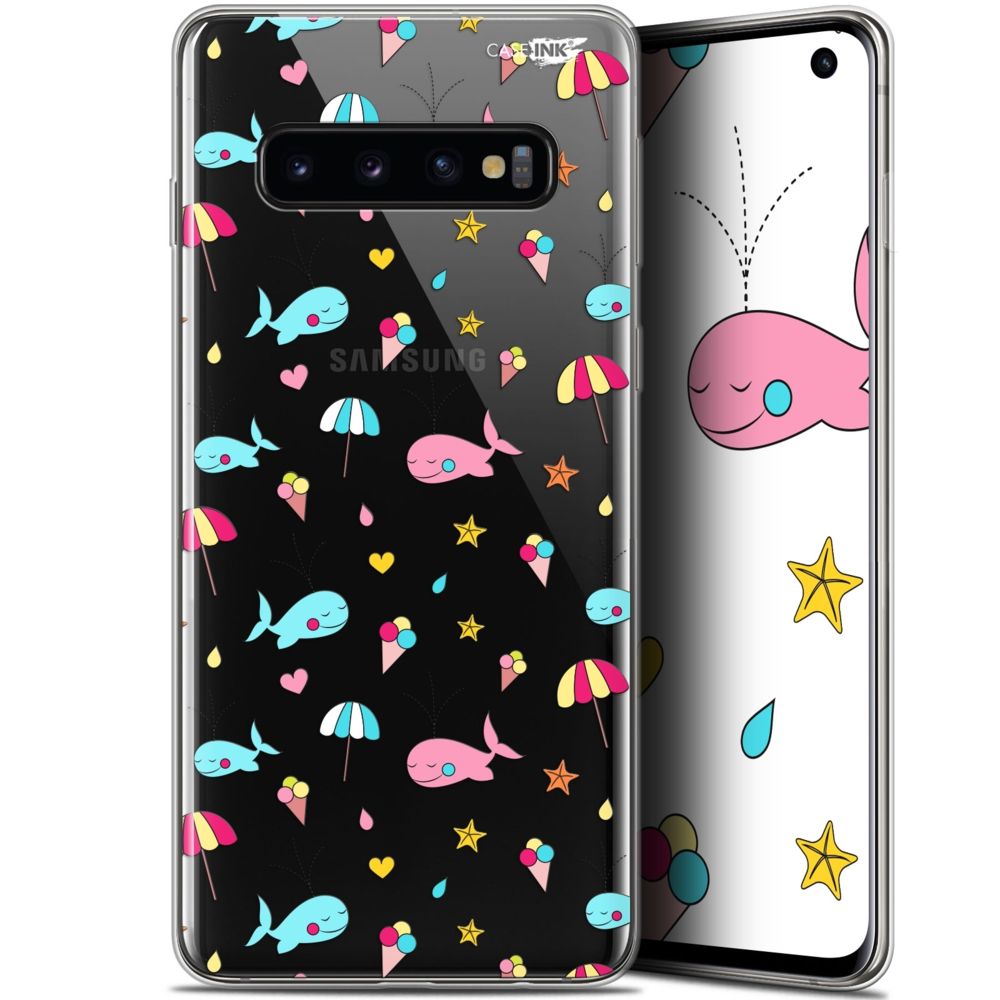 Caseink - Coque arrière Samsung Galaxy S10 (6.1 ) Gel HD [ Nouvelle Collection - Souple - Antichoc - Imprimé en France] Baleine à la Plage - Coque, étui smartphone