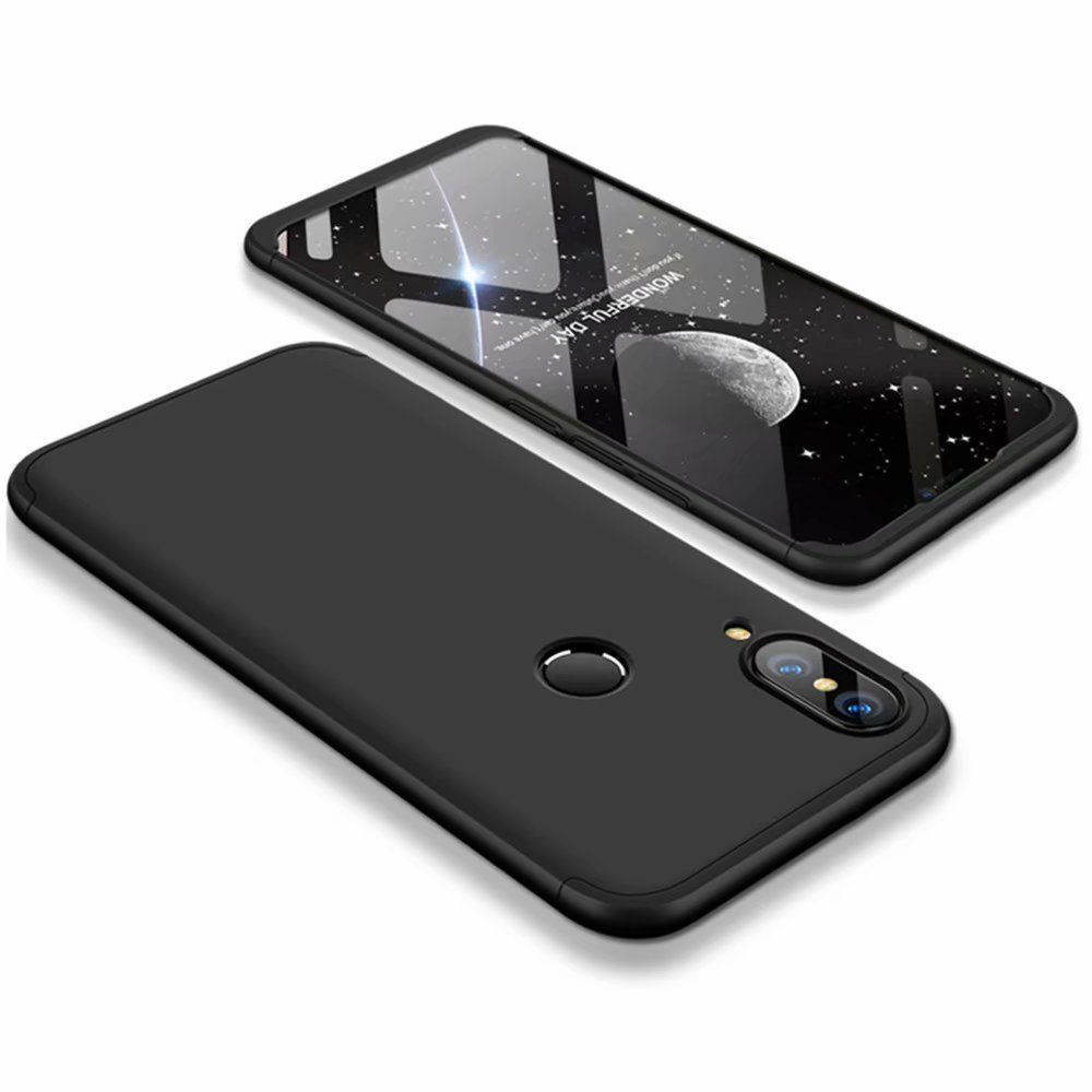 Cabling - CABLING® Coque Huawei P20 Lite/Nova 3e, [avec Protecteur d'écran en Verre trempé] 360 degrés Full-Cover Ultra-Mince 2 Part Combinasion Dur Rigide Coque pour Huawei P20 Lite/Nova 3e - Noir - Coque, étui smartphone