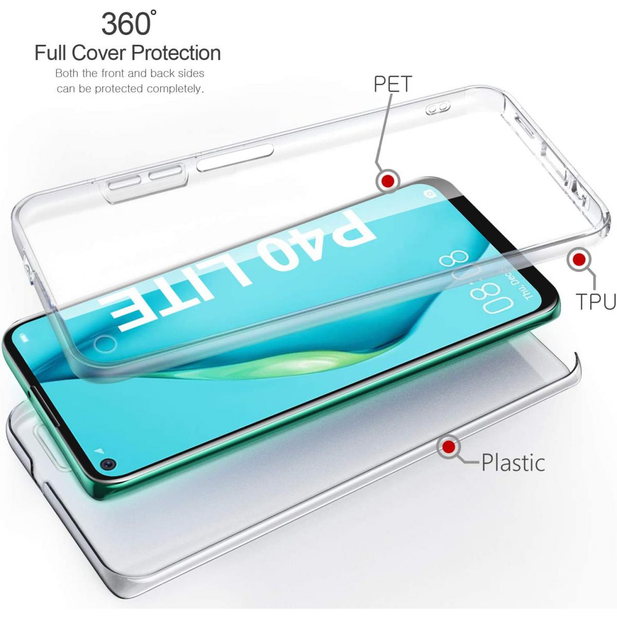Cabling - CABLING®Coque Huawei P40 lite , 360 Degré Transparente Antichoc Silicone Bumper [Ultra Hybrid] Integrale - Coque, étui smartphone