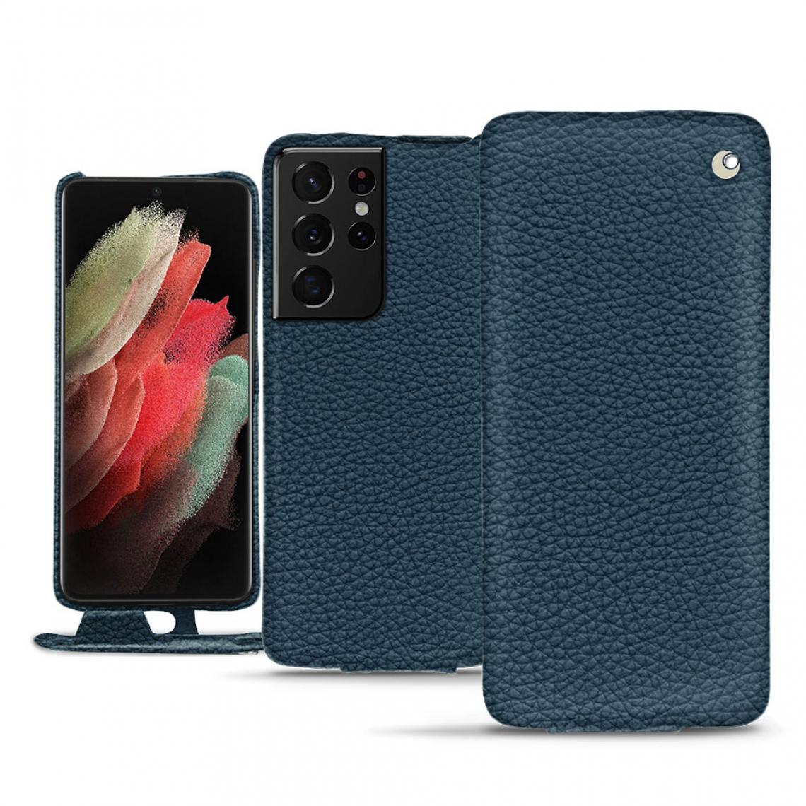 Noreve - Housse cuir Samsung Galaxy S21 Ultra - Rabat vertical - Indigo ( Pantone 303U ) - cuir Ambition - NOREVE - Coque, étui smartphone