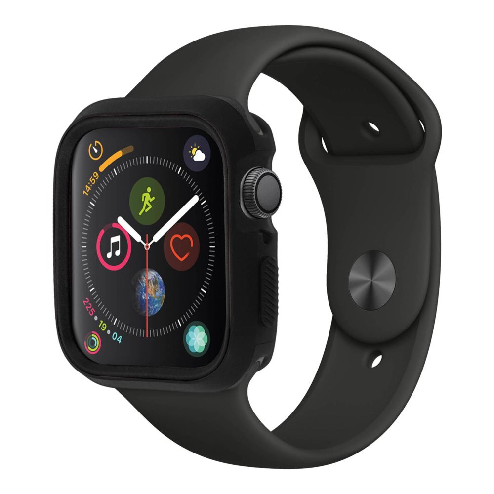 Avizar - Coque Apple Watch 40 42 mm Protection Bumper Antichocs Silicone Flexible - Noir - Accessoires bracelet connecté