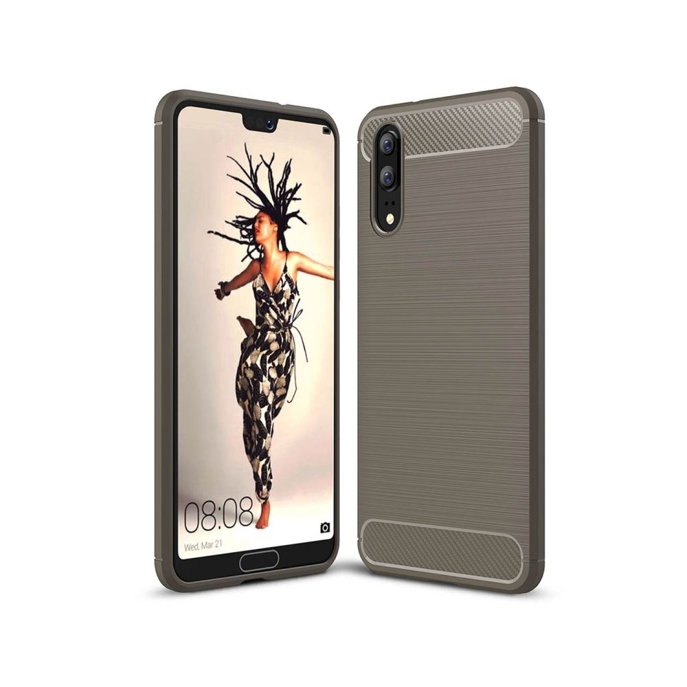 Wewoo - Coque gris pour Huawei P20 Texture brossé en fibre de carbone antichoc TPU étui de protection - Coque, étui smartphone