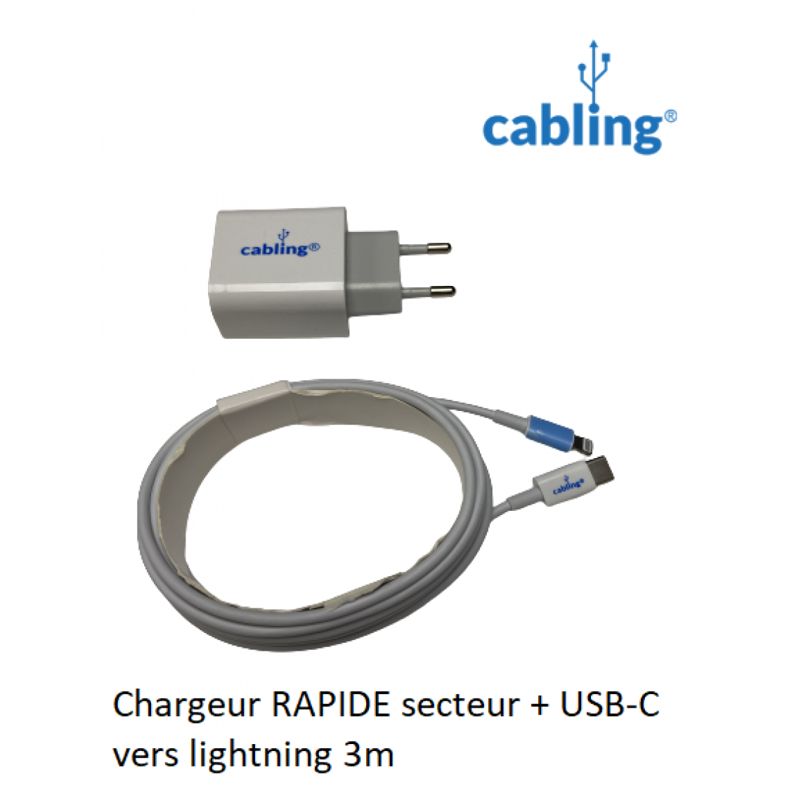 Cabling - CABLING®Chargeur Secteur USB-C Power Delivery + Câble Lightning vers usb c 2 M, Charge Ultra-rapide 20W - Blanc - Chargeur secteur téléphone