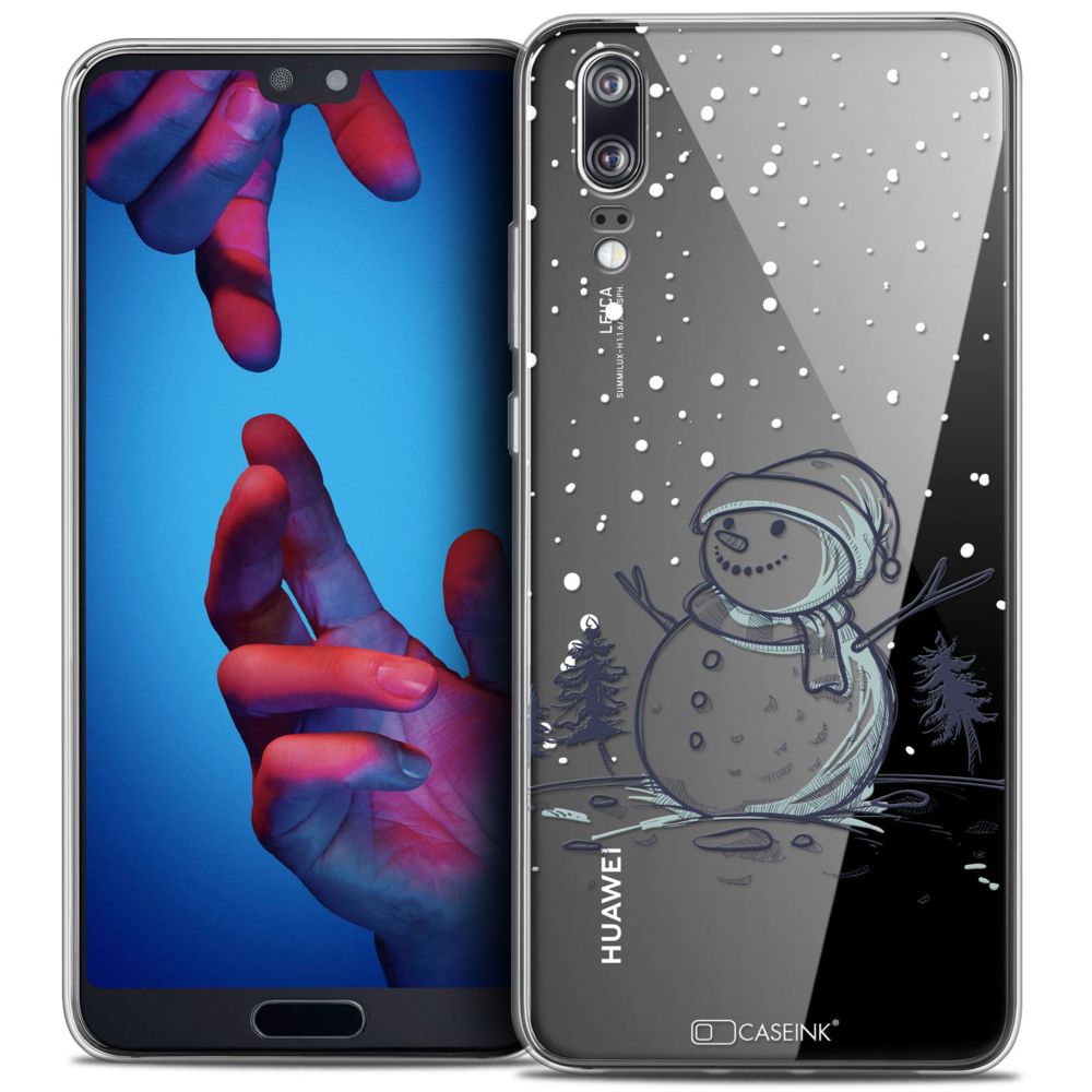 Caseink - Coque Housse Etui Huawei P20 (5.8 ) [Crystal Gel HD Collection Noël 2017 Design Bonhomme de Neige - Souple - Ultra Fin - Imprimé en France] - Coque, étui smartphone