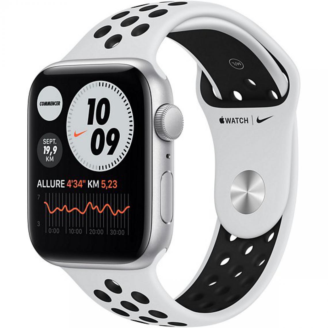 Apple - Watch Nike SE GPS Silver Aluminium Bracelet Sport Pure Platinum Black 44 mm - Apple Watch