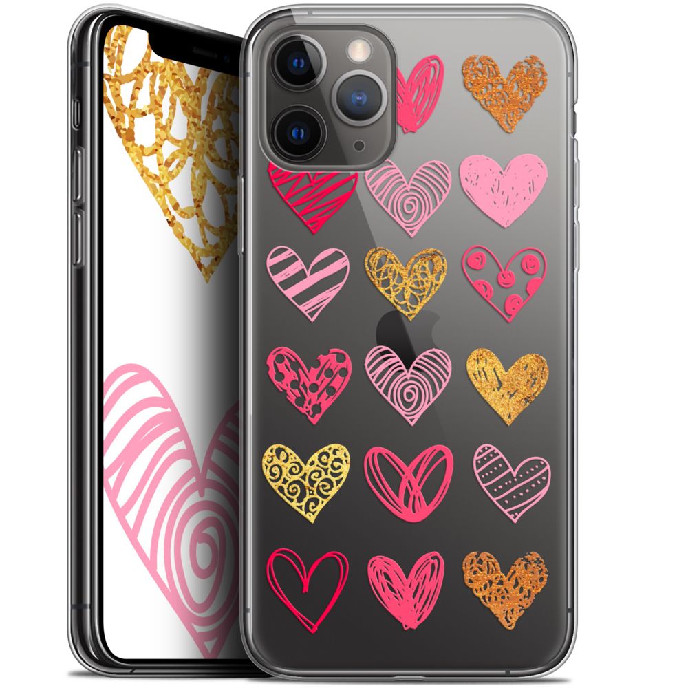 Caseink - Coque Pour Apple iPhone 11 Pro (5.8 ) [Gel HD Collection Sweetie Design Doodling Hearts - Souple - Ultra Fin - Imprimé en France] - Coque, étui smartphone