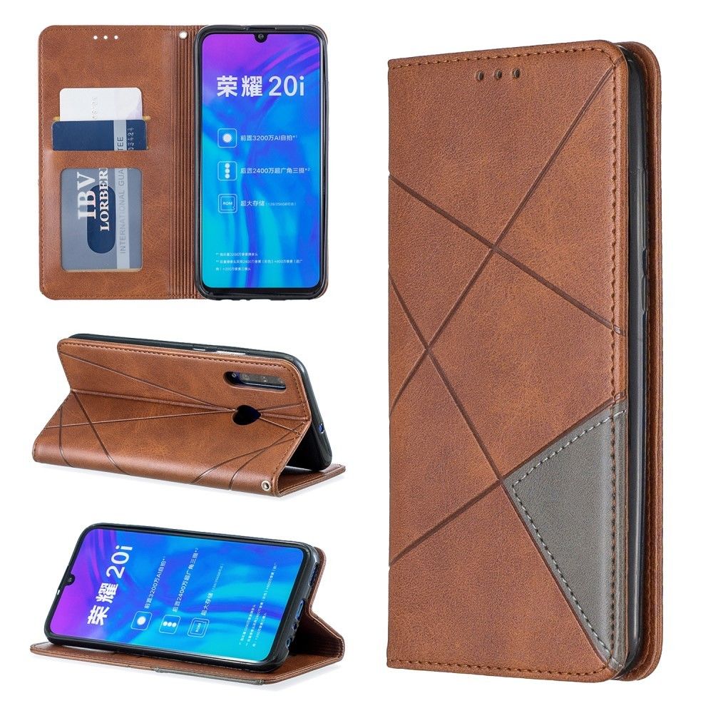 marque generique - Etui en PU motif géométrique avec porte-carte café pour votre Huawei P Smart Plus 2019/Enjoy 9s/Honor 10i - Coque, étui smartphone