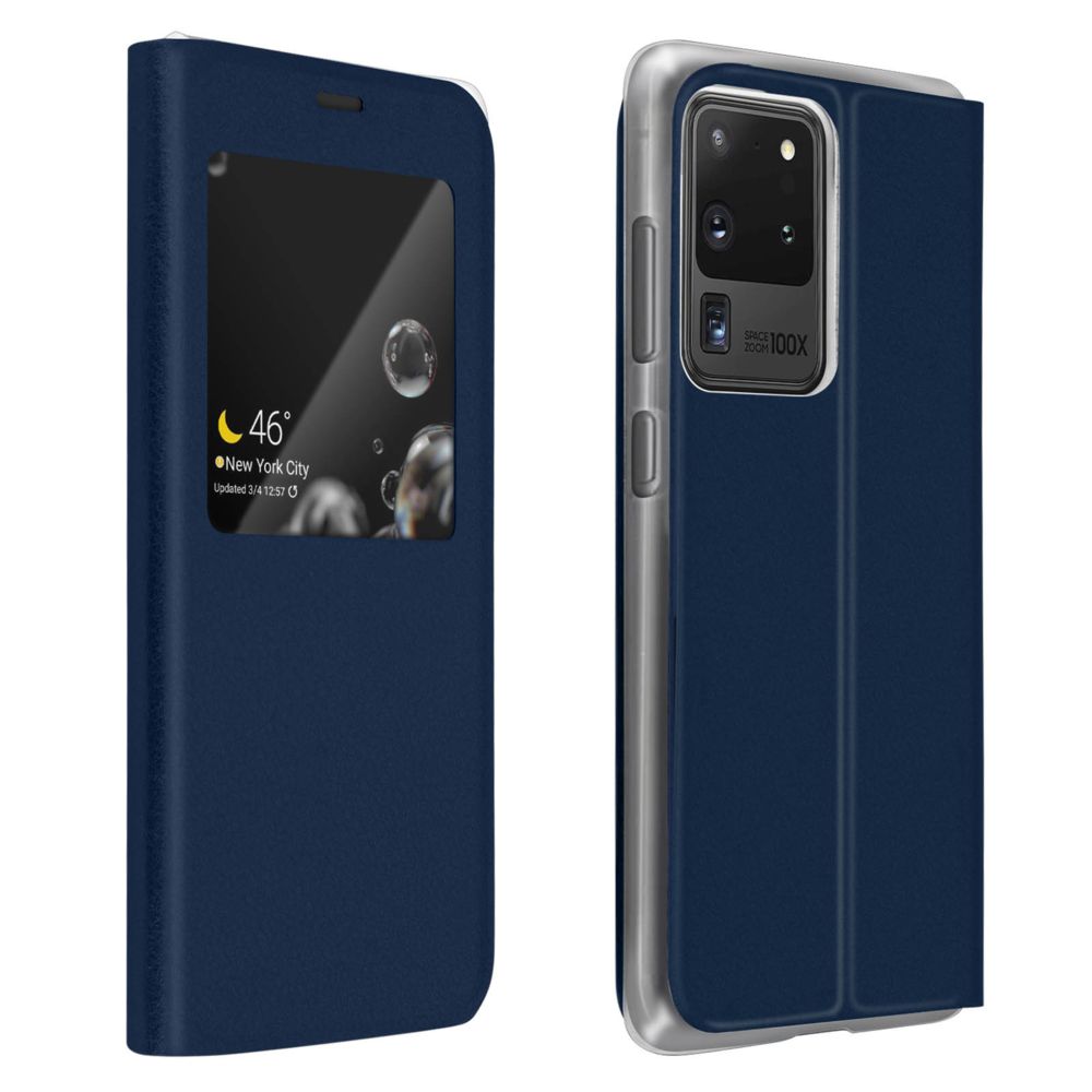 Avizar - Housse Samsung Galaxy S20 Ultra Fenêtre D'Affichage Fonction Support Bleu Nuit - Coque, étui smartphone