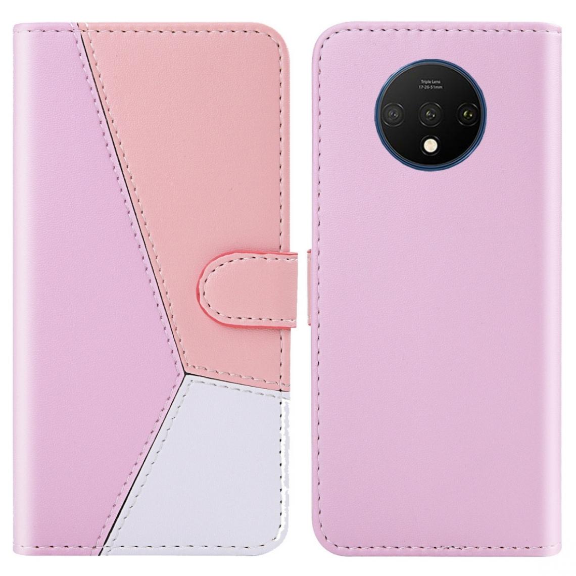 Wewoo - Housse Coque Pour OnePlus 7T - Étui en cuir avec supportfentes cartes et portefeuille rose - Coque, étui smartphone