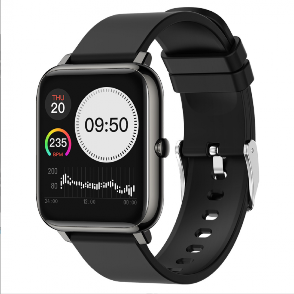 Chronotech Montres - Chronus Smart Watch with Heart Rate and Sleep Monitor, IP67 Water Resistant for Men and Women (Black) - Montre connectée