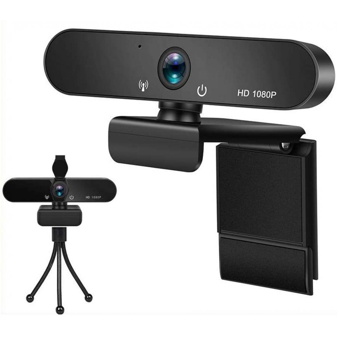 Chrono - Webcam 1080P avec Microphone, Caméra Web USB avec trépied, Webcam PC pour Ordinateur de Bureau et Portable, Web Camera pour Vidéo, Etudes, Vidéoconférence, Enregistrement, Jeux, Cours en Ligne(Noir) - Autres accessoires smartphone
