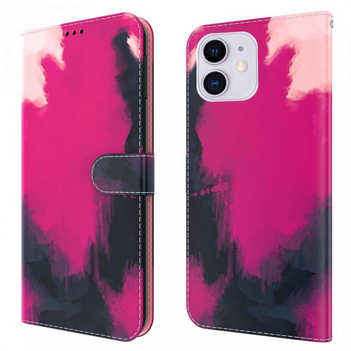 Other - Etui en PU Motif aquarelle bien protégé avec support violet foncé pour votre Apple iPhone 12 Mini - Coque, étui smartphone