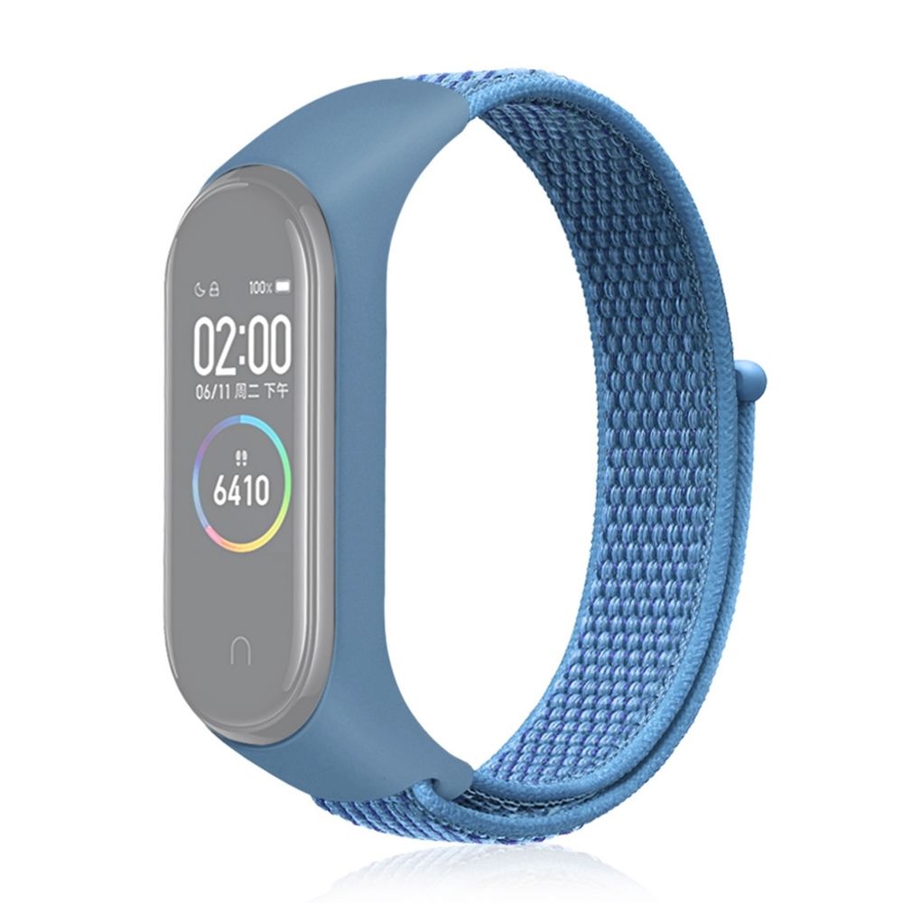 Wewoo - Bracelet pour montre connectée Smartwatch en tissé nylon Xiaomi Mi Band 3/4 bleu - Bracelet connecté