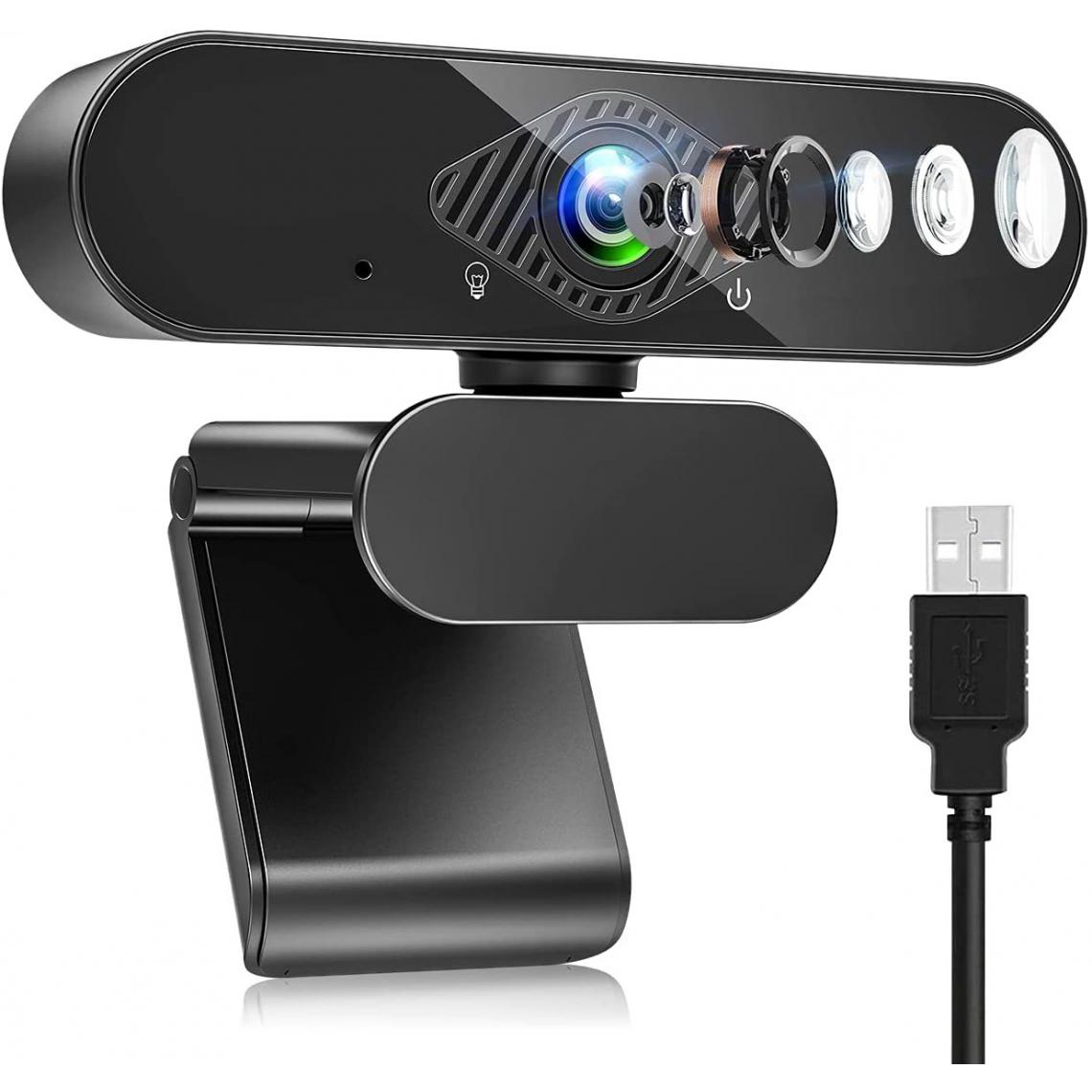 Chrono - Webcam pour PC avec Microphone Stéréo, 1080P Full HD Caméra Web USB avec Auto Focus, Micro Antibruit et 360° Rotation pour Chat Vidéo et Enregistrement, Compatible avec Windows, Mac et Android(Noir) - Autres accessoires smartphone