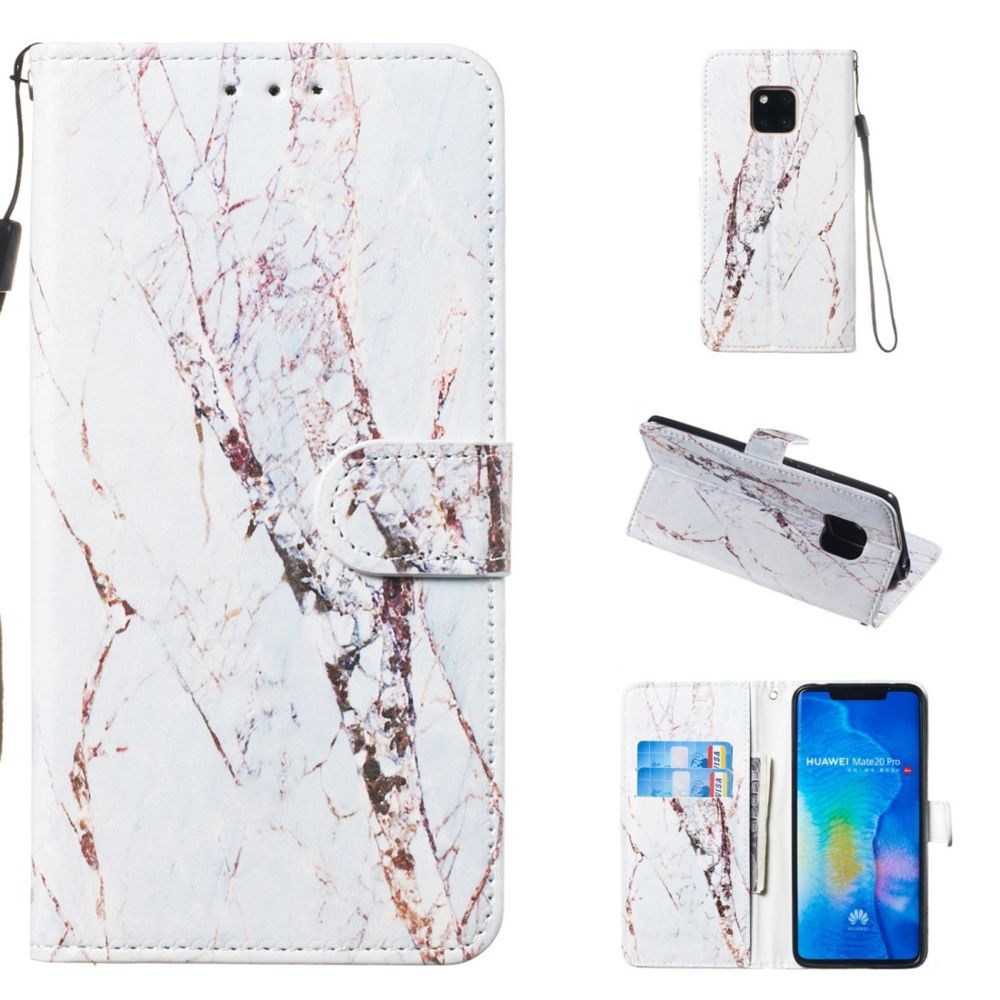 Wewoo - Coque Fashion Etui de protection en cuir pour Huawei Mate 20 Pro Marbre blanc - Coque, étui smartphone