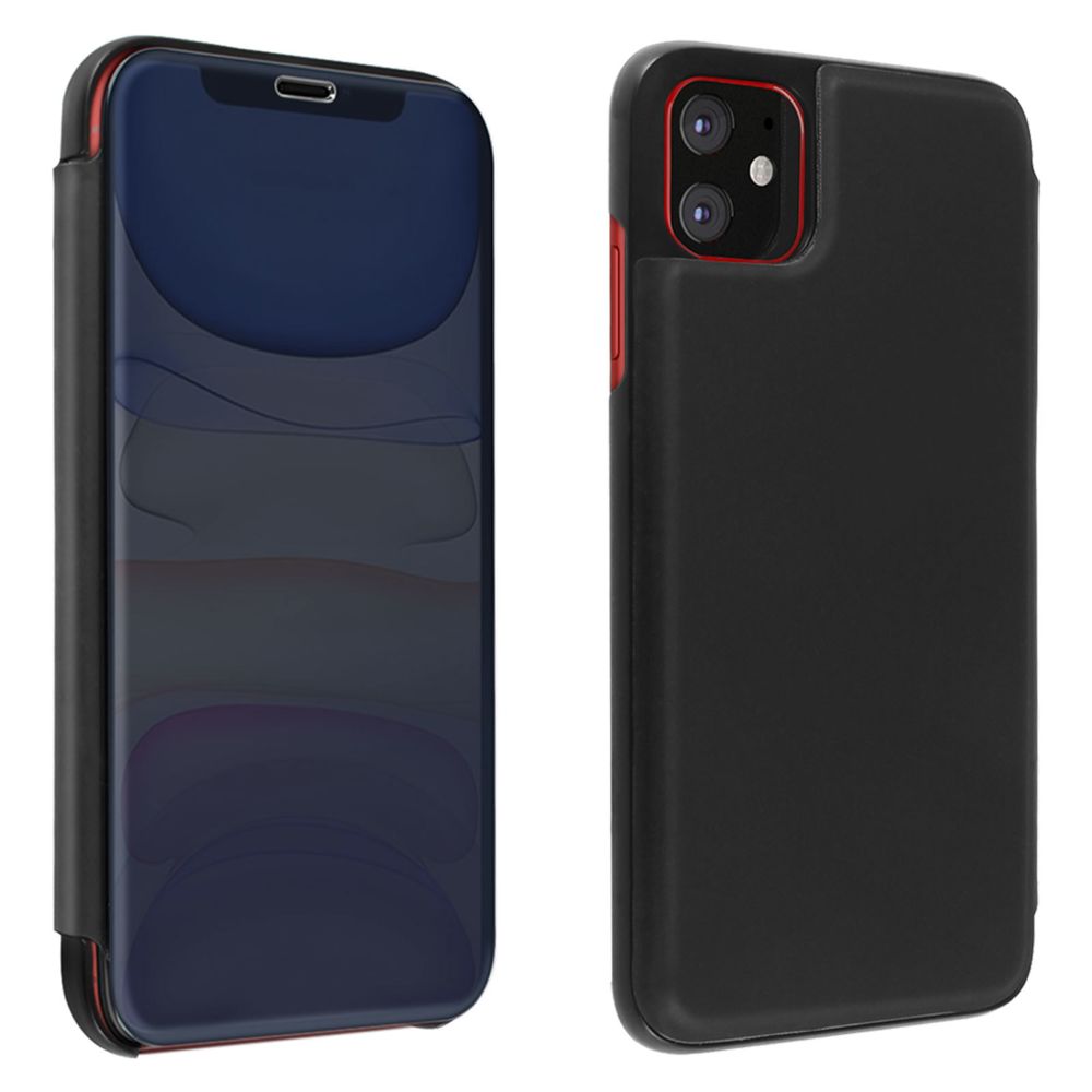 Avizar - Étui iPhone 11 Rigide Clapet translucide Miroir Ultra fin Support Vidéo Noir - Coque, étui smartphone