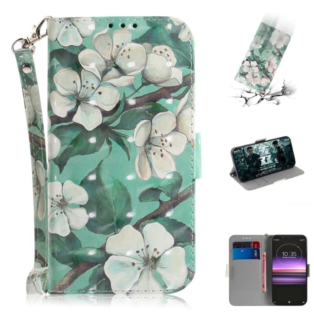 marque generique - Etui en PU support d'impression de motifs décoratifs par points lumineux jolies fleurs pour votre Sony Xperia 1 - Coque, étui smartphone