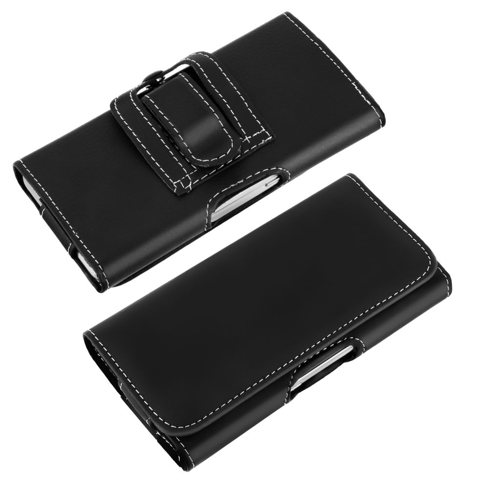 Avizar - Housse pochette ceinture doubles attaches Smartphones taille XL - Noir - Coque, étui smartphone