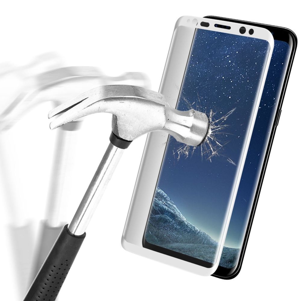Alpexe - Protecteur d'écran 3D en verre trempé courbé 9 H en verre feuilleté pour Samsung Galaxy S8 Blanc - Coque, étui smartphone