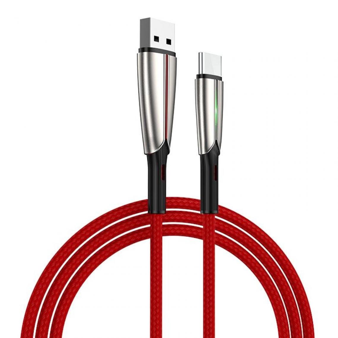 Wewoo - Câble USB S-M399 Time Series 3A Interface USB-C / Type-C Chargement + Câble de transmission de données tressé en nylon avec chapiteau vertlongueur de câble 1,5 m rouge - Chargeur secteur téléphone