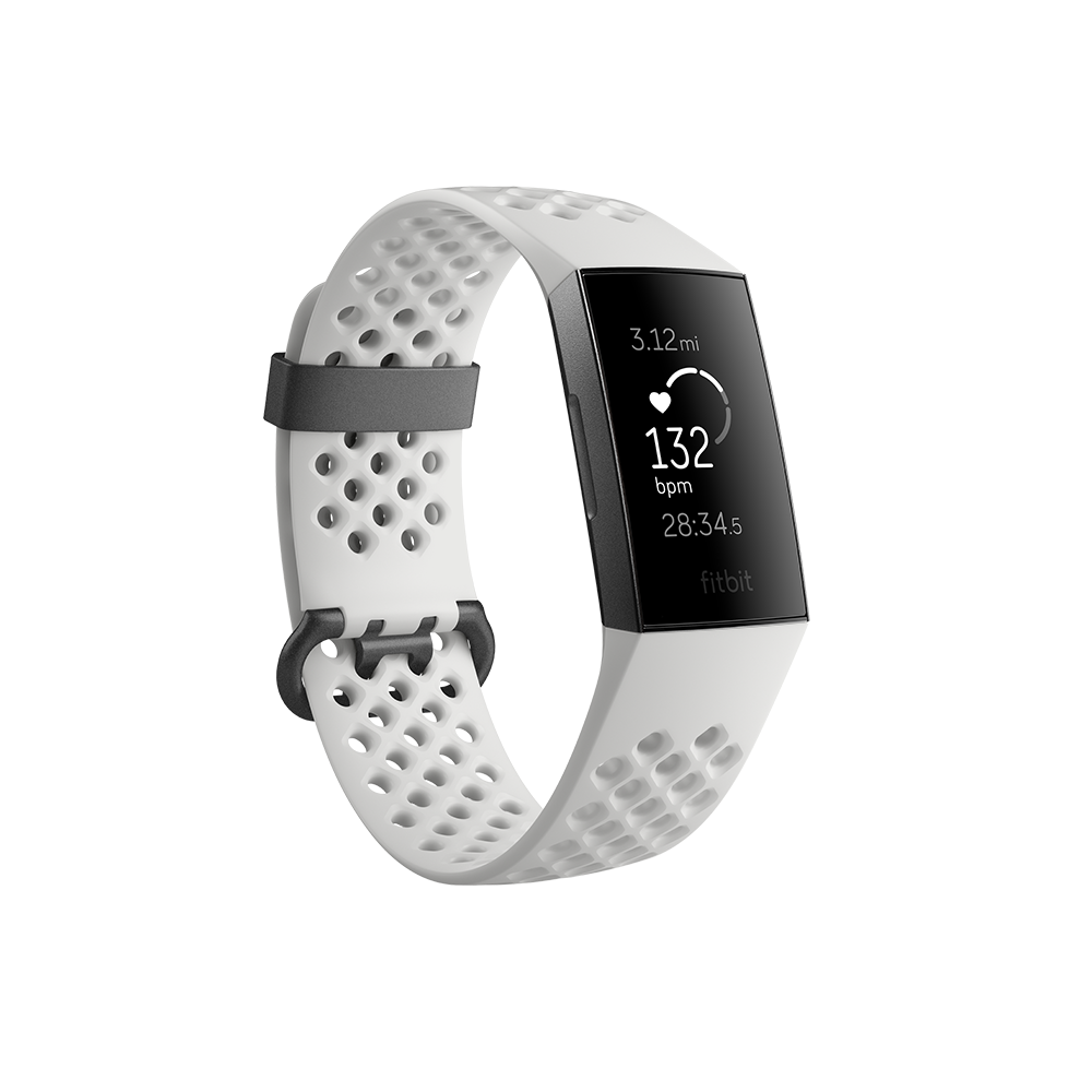 Fitbit - Charge 3 - Edition Spéciale Graphite/Blanc - Bracelet connecté