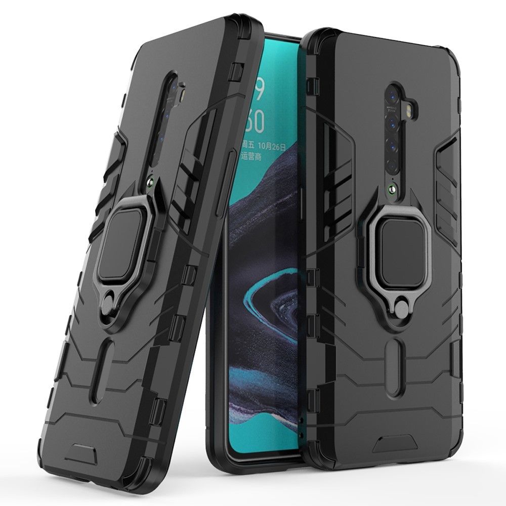 marque generique - Coque en TPU garde hybride cool avec support de bague noir pour votre Oppo Reno2 - Coque, étui smartphone