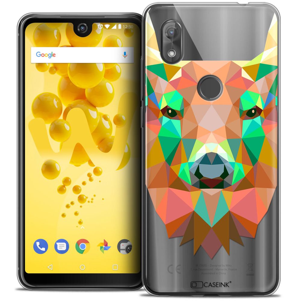 Caseink - Coque Housse Etui Wiko View 2 (6.0 ) [Crystal Gel HD Polygon Series Animal - Souple - Ultra Fin - Imprimé en France] Cerf - Coque, étui smartphone