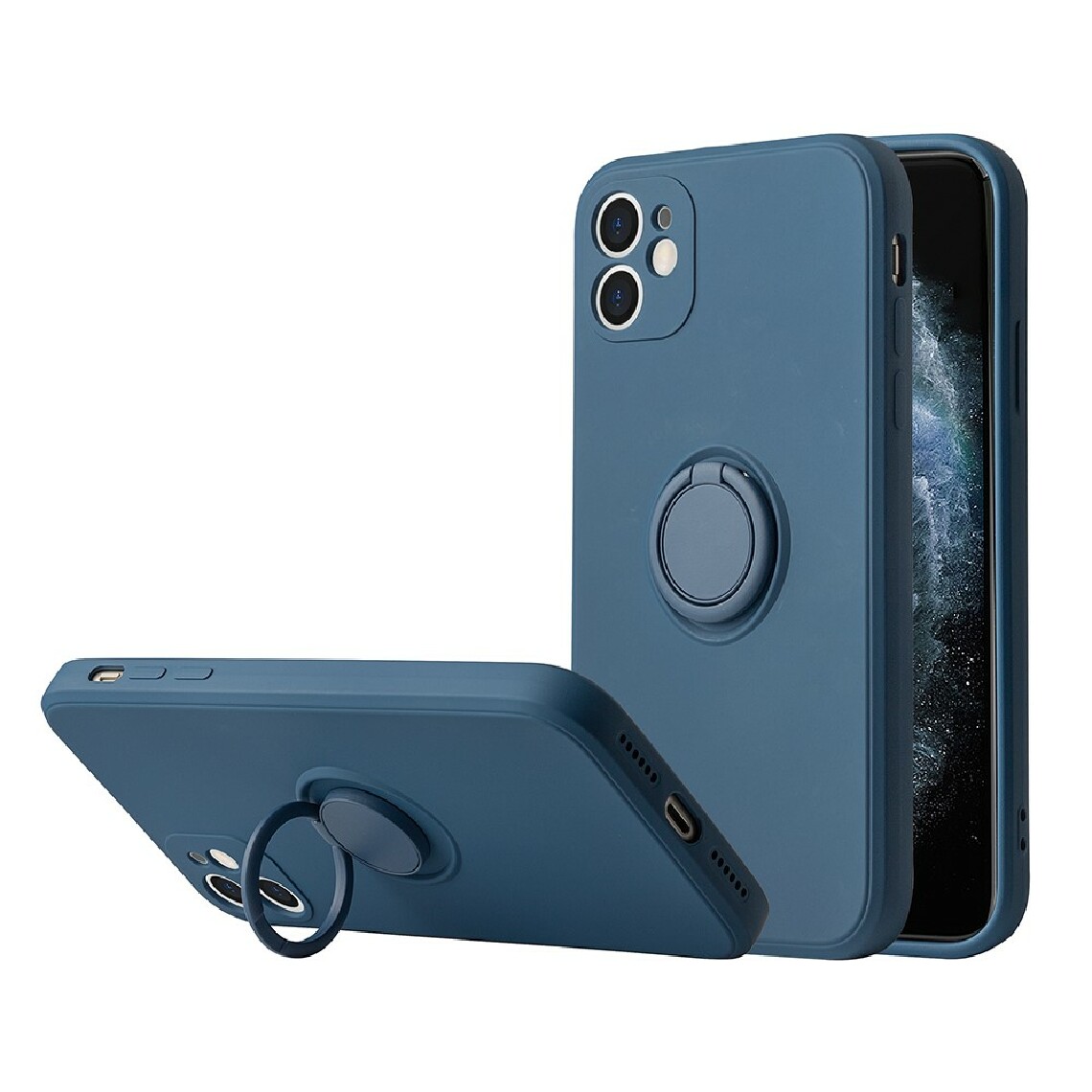Other - Coque en TPU sensation de gel de silice avec béquille bleu pour votre Apple iPhone 12 - Coque, étui smartphone
