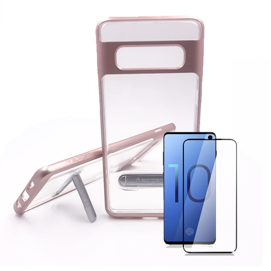 Phonecare - Kit Coque Spigen Crystal Hybrid + Verre Trempé Full Cover Samsung S10 Plus - Rose - Coque, étui smartphone