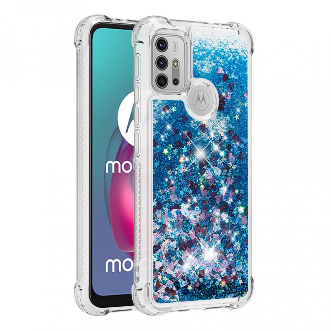 Other - Coque en TPU Déplacer les coins renforcés de paillettes de sable mouvant brillant Coeurs bleus pour votre Motorola Moto G30/G10 - Coque, étui smartphone