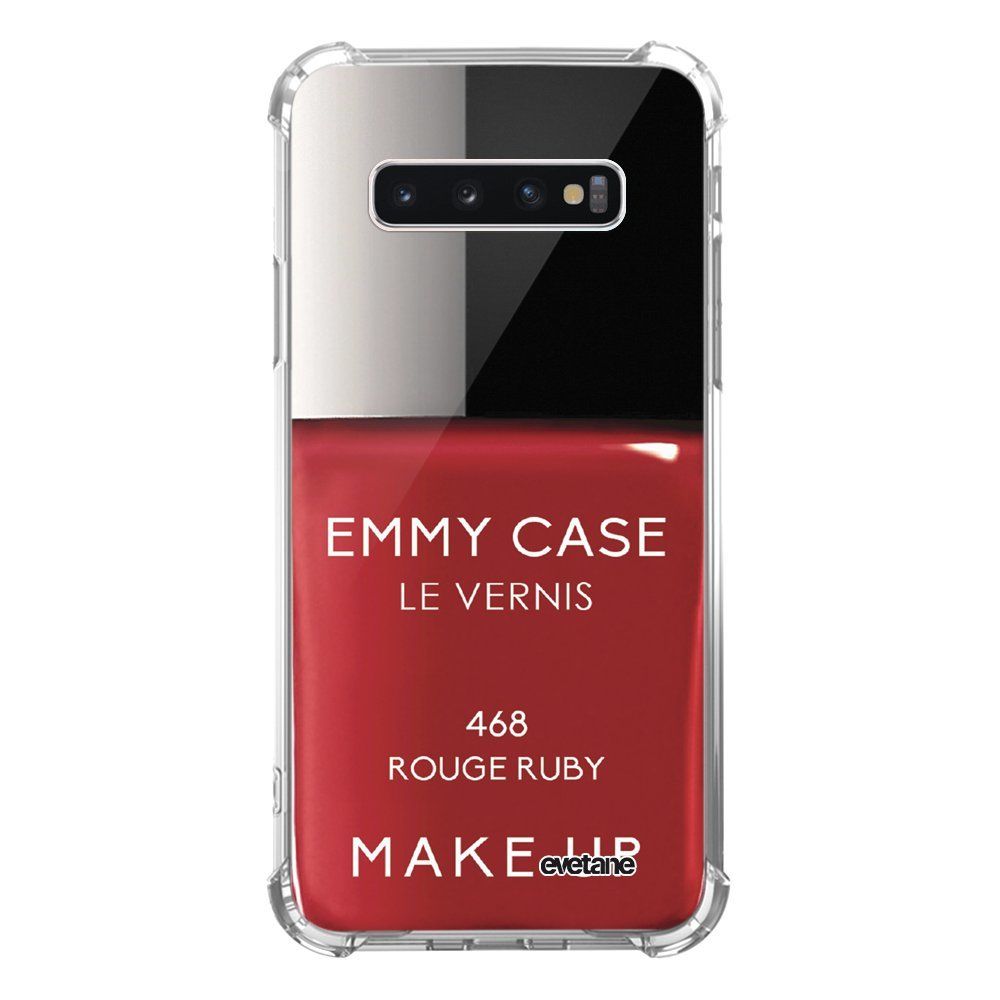 Evetane - Coque Samsung Galaxy S10 anti-choc souple avec angles renforcés transparente Vernis Rouge Evetane - Coque, étui smartphone