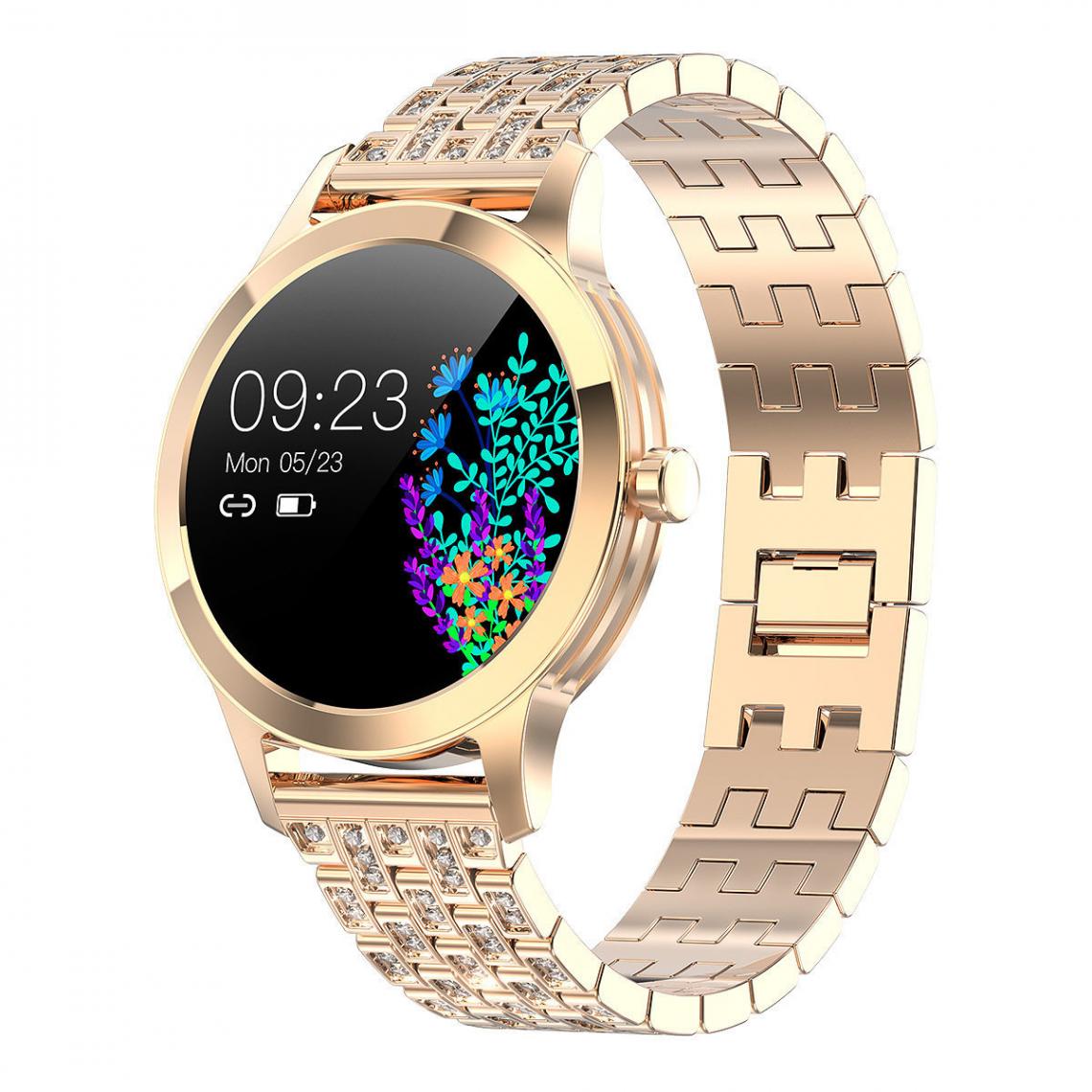 Chronotech Montres - Chronus Smart Watches for Women Iphone/Android Compatible with Round Face, Activity Trackers Menstrual Period Function Reminder, Brilliant Star Diamond Strap(gold) - Montre connectée
