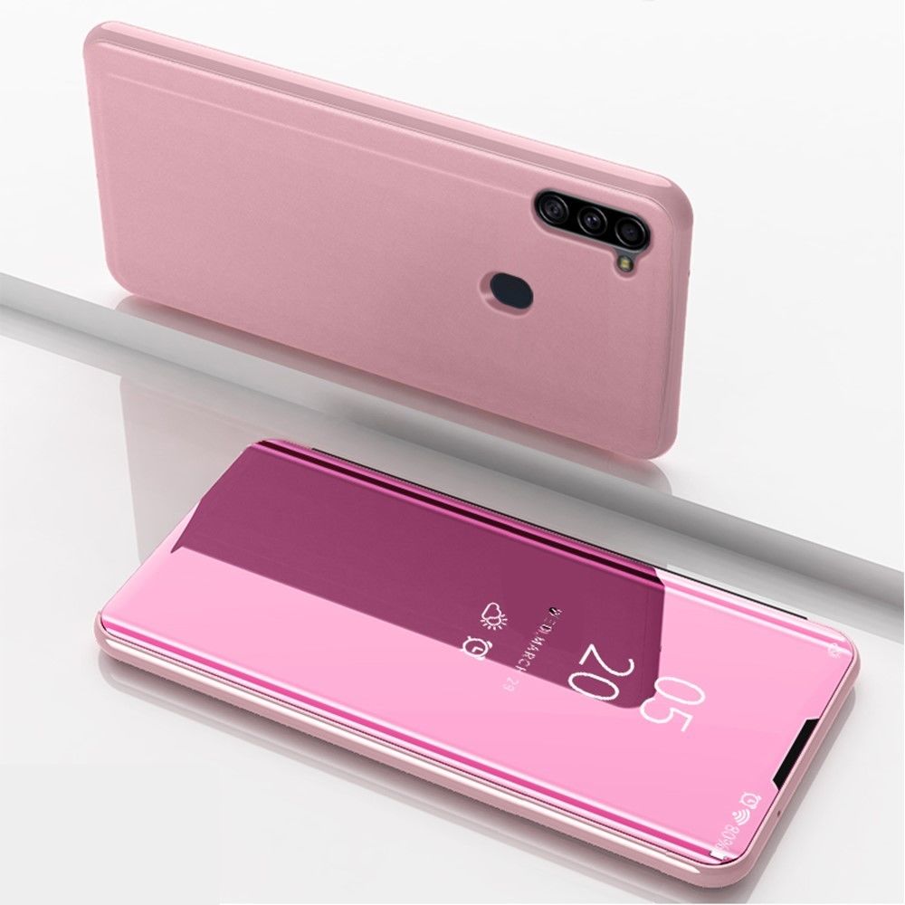 Generic - Coque en TPU + PU miroir surface vue flip de fenêtre or rose pour votre Samsung Galaxy A11 - Coque, étui smartphone
