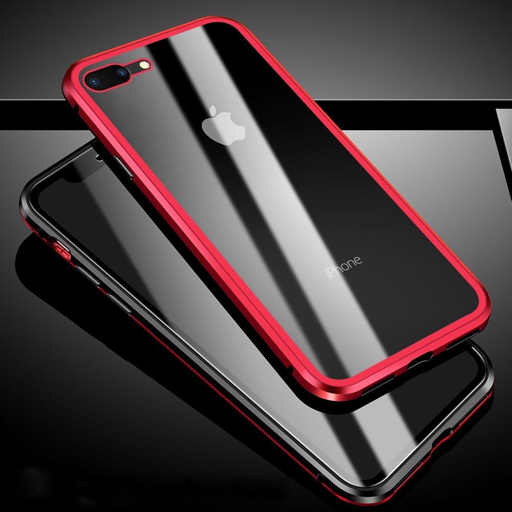 marque generique - Bumper en métal verre magnétique plein rouge pour votre Apple iPhone 8 Plus/7 Plus 5.5 pouces - Coque, étui smartphone