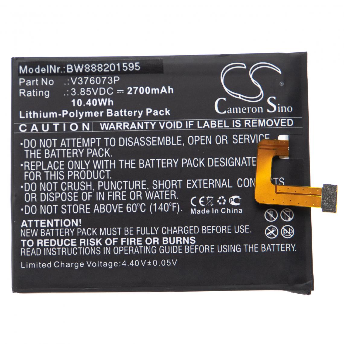 Vhbw - vhbw Batterie remplacement pour Blackview V376073P pour smartphone (2700mAh, 3,85V, Li-polymère) - Batterie téléphone