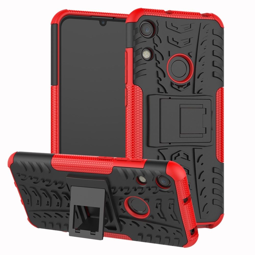 marque generique - Coque en TPU hybride antidérapant avec béquille rouge pour votre Huawei Honor 8A - Coque, étui smartphone