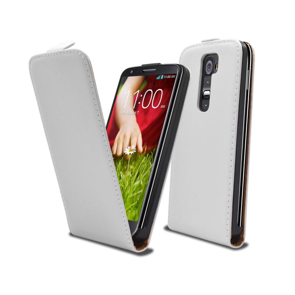 Caseink - Coque Housse Etui Luxe Pour LG G2 à Clapet Cuir ECO Blanche - Coque, étui smartphone
